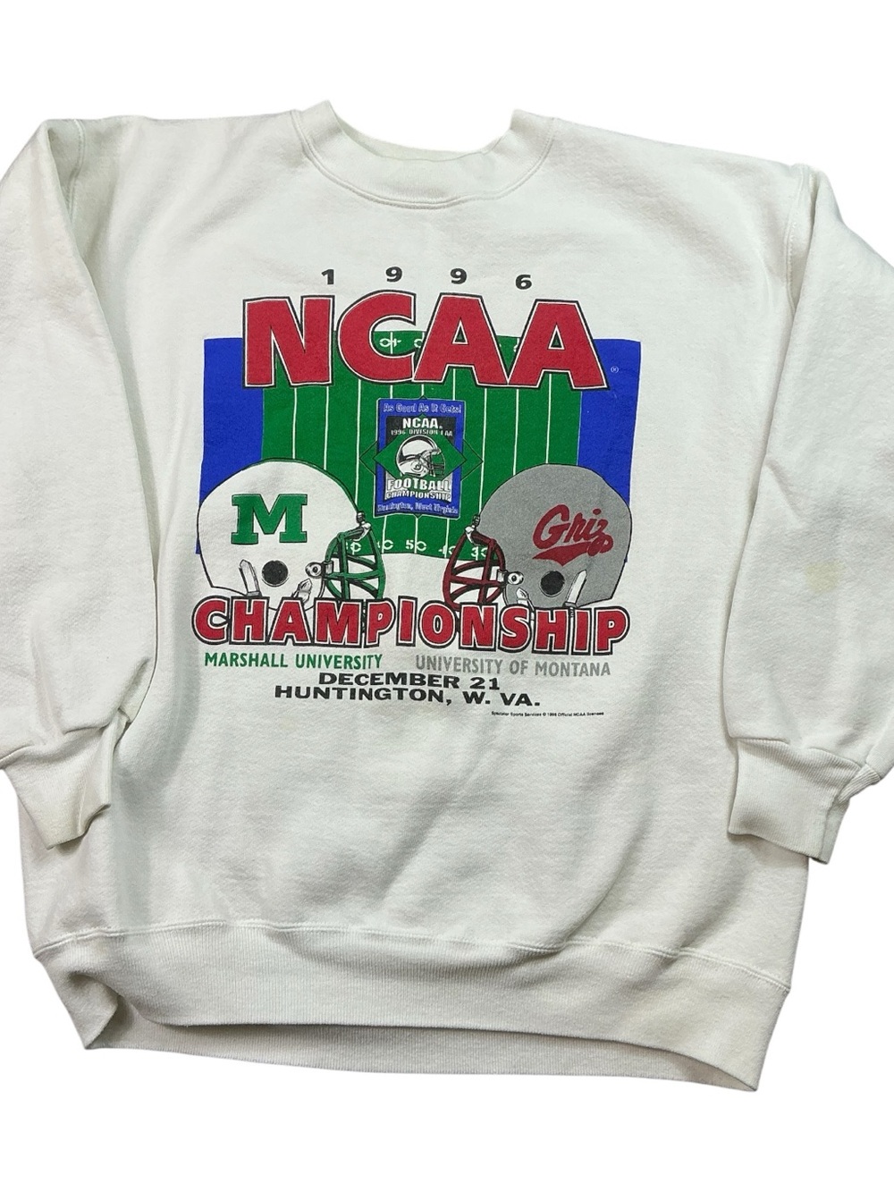 Vintage 1996 NCAA Football Championship Marshall/Montana Griz Crewneck USA SZ L